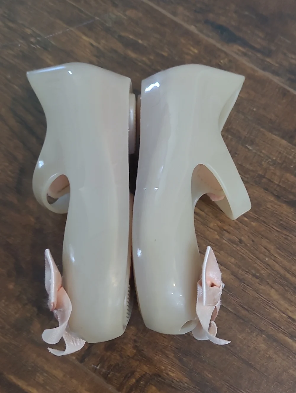 Mini Melissa Cream Jelly Mary Jane Shoes with Pink Bows 6c